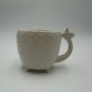 Opalhouse Mug White 3D Llama Handle Embossed Footed Novelty Cup 4 in